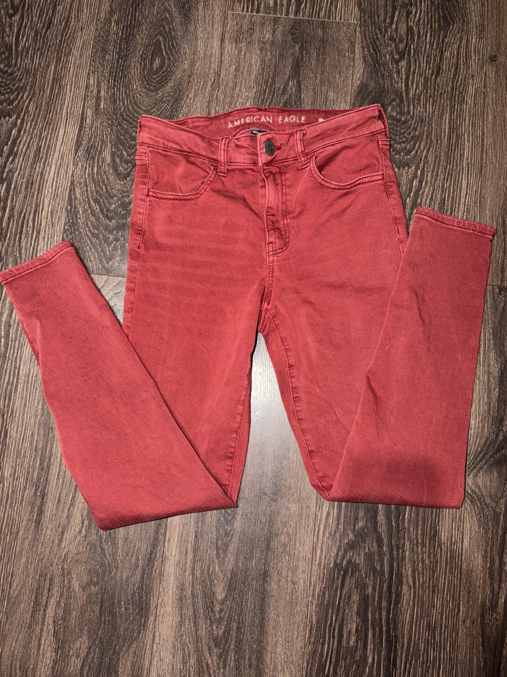 American Eagle Next Level Stretch Burgundy Maroon Skinny Jeans Women’s Size 8